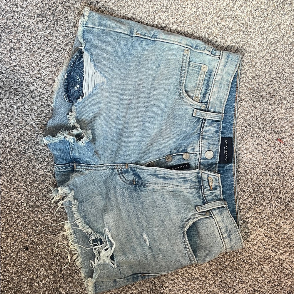 Lucky Brand Light Blue Distressed Jean Shorts